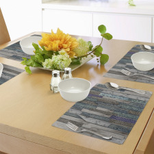 Blue Grey Planks Grunge Place Mats