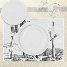 Sketchy Mexican View Place Mats