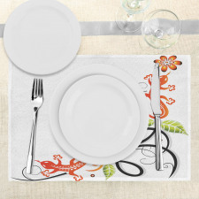 Baby Lizard and Flower Place Mats