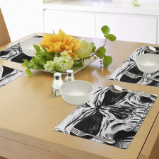 Gothic Sketch Evil Face Place Mats