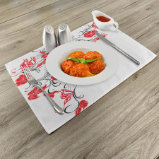 Japanese Flowers Ivy Place Mats