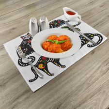 Ornate Black Cats Place Mats