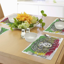 Hair Style Lion Portrait Place Mats