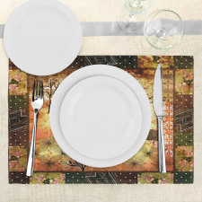 Grunge Elephants Roses Place Mats