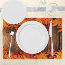 Leaves on the Wooden Board Place Mats