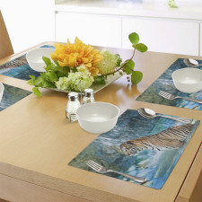 Feline Animal in Pond Place Mats