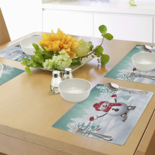 Skiing Snowman Trees Place Mats