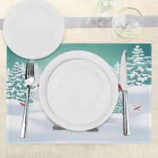 Skiing Snowman Trees Place Mats