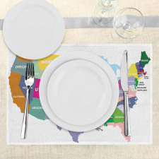 USA Map Colorful States Place Mats