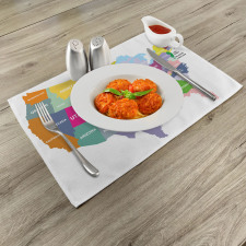 USA Map Colorful States Place Mats