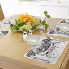 Pug with Bow Glasses Place Mats