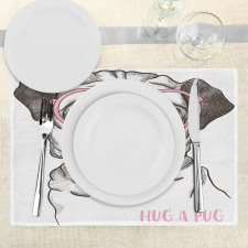 Pug with Bow Glasses Place Mats