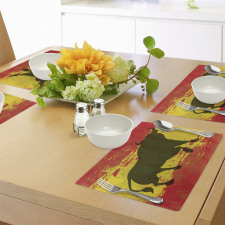 Bull Silhouette on Flag Place Mats