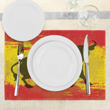 Bull Silhouette on Flag Place Mats