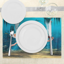 Magic Aqua Sea Lily Place Mats