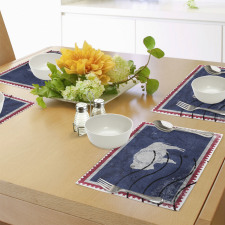 Old Postage Stamp Like Flag Place Mats