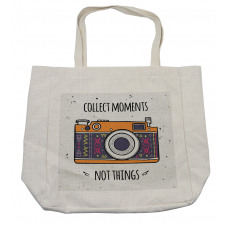 Retro Boho Art Photo Camera Shopping Bag