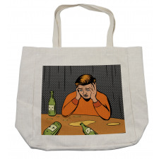 Drunk Man and Empty Bottles Shopping Bag