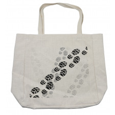 Grunge Theme of Shoe Prints Shopping Bag