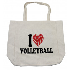 I Love Volleyball Text Shopping Bag