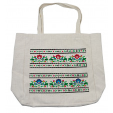 Folk Pattern with Flowers Shopping Bag