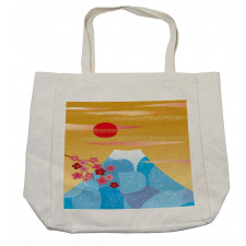 High Cliff Silhouette Flowers Shopping Bag