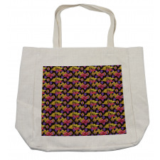 Lily Flowers on Retro Motif Shopping Bag