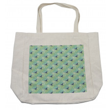 Palm Leaves Flowers and Bird Shopping Bag