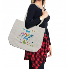 No Music, No Life Slogan Shopping Bag