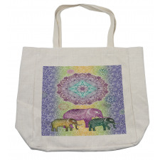 Eastern Elephants Flowers Shopping Bag