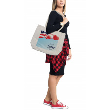 Waving Flag and Wording Shopping Bag