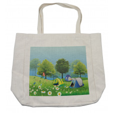 Tents in Spring Forest Shopping Bag