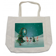 Friendly Gnomes Winter Scene Shopping Bag