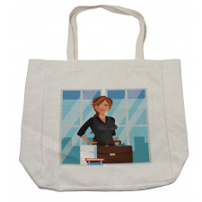 Businesswoman at Office Shopping Bag