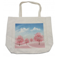 Blooming Sakura Trees Scene Shopping Bag