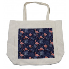 Exotic Floral Flamingos Shopping Bag