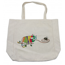 Chameleon on Branch Shopping Bag