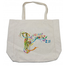 Saxophone Wavy Notes Shopping Bag