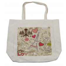 Doodle Eiffel Tower Love Shopping Bag