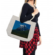 Snowy Peaks Trees Park Shopping Bag