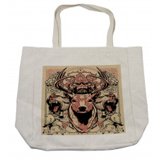 Floral Skull and Wolves Shopping Bag