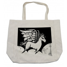 Monochromatic Pegasus Horse Shopping Bag