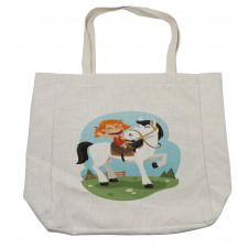 Happy Farm Girl on a Horse Shopping Bag