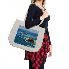 Daytime Wavy Rocky Sea Shopping Bag