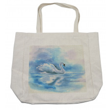 Swan in Hazy River Art Shopping Bag