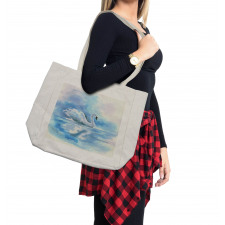 Swan in Hazy River Art Shopping Bag