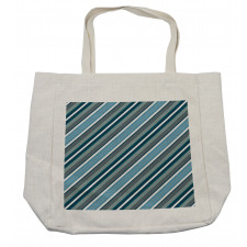 Grey and Blue Diagonal Shopping Bag