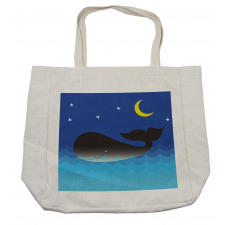 Whale in Ocean and Star Shopping Bag