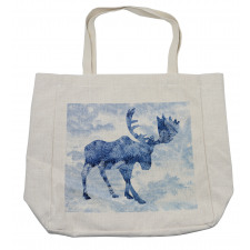 Blue Winter Antlers Tree Shopping Bag