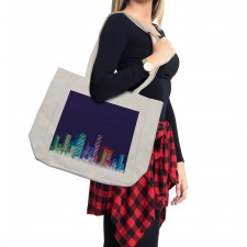 City at Night Cartoon Shopping Bag